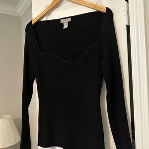 H&M black ribbed blouse